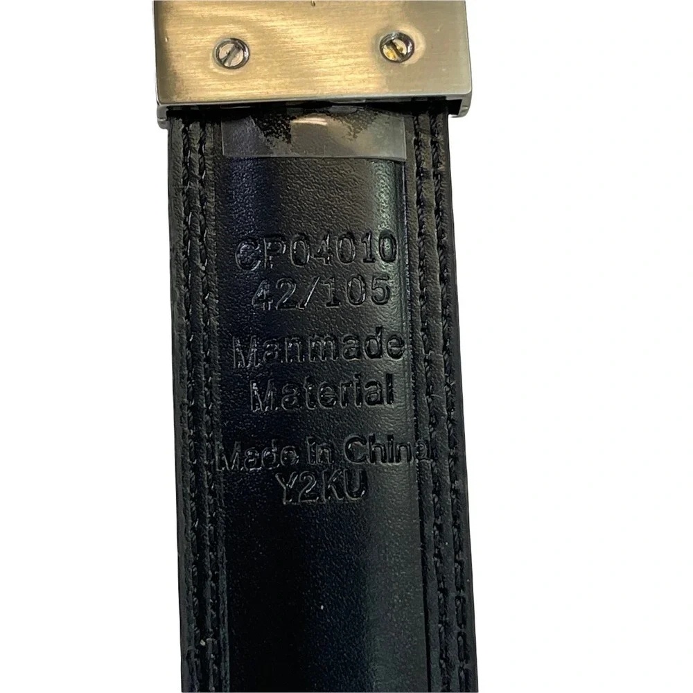 Perry Ellis Mens 42‎ Belt Brown Buckle Reversible Manmade Material Dress Belt